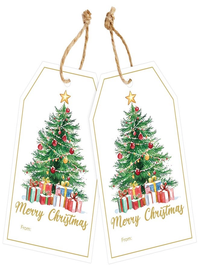 joycraft 50Pcs Merry Christmas Tags with String - 3.3x2.1 in White Paper Holiday Hangtags, Christmas Tree Gift Tags for Party Favor, Candy Bags, DIY Craft, Teacher Appreciation - Image 1
